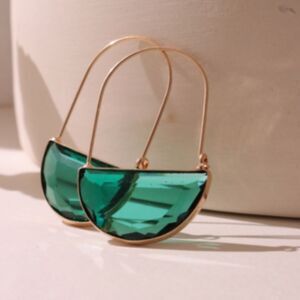 Green crystal hoop earrings A88